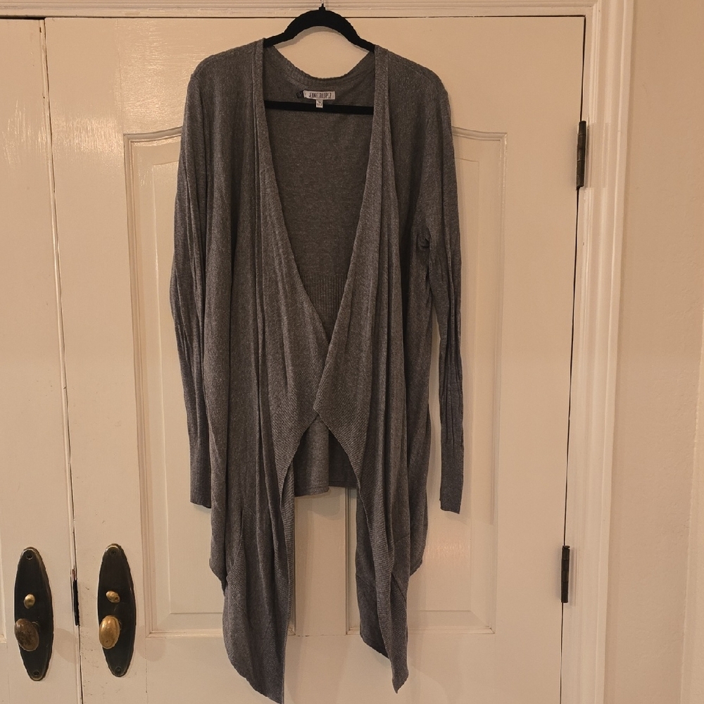 Jennifer Lopez Charcoal Drape Cardigan